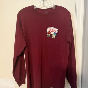Cheech and Chong Best Buds T-Shirt Long Sleeve, Maroon Cheech & Chong logo